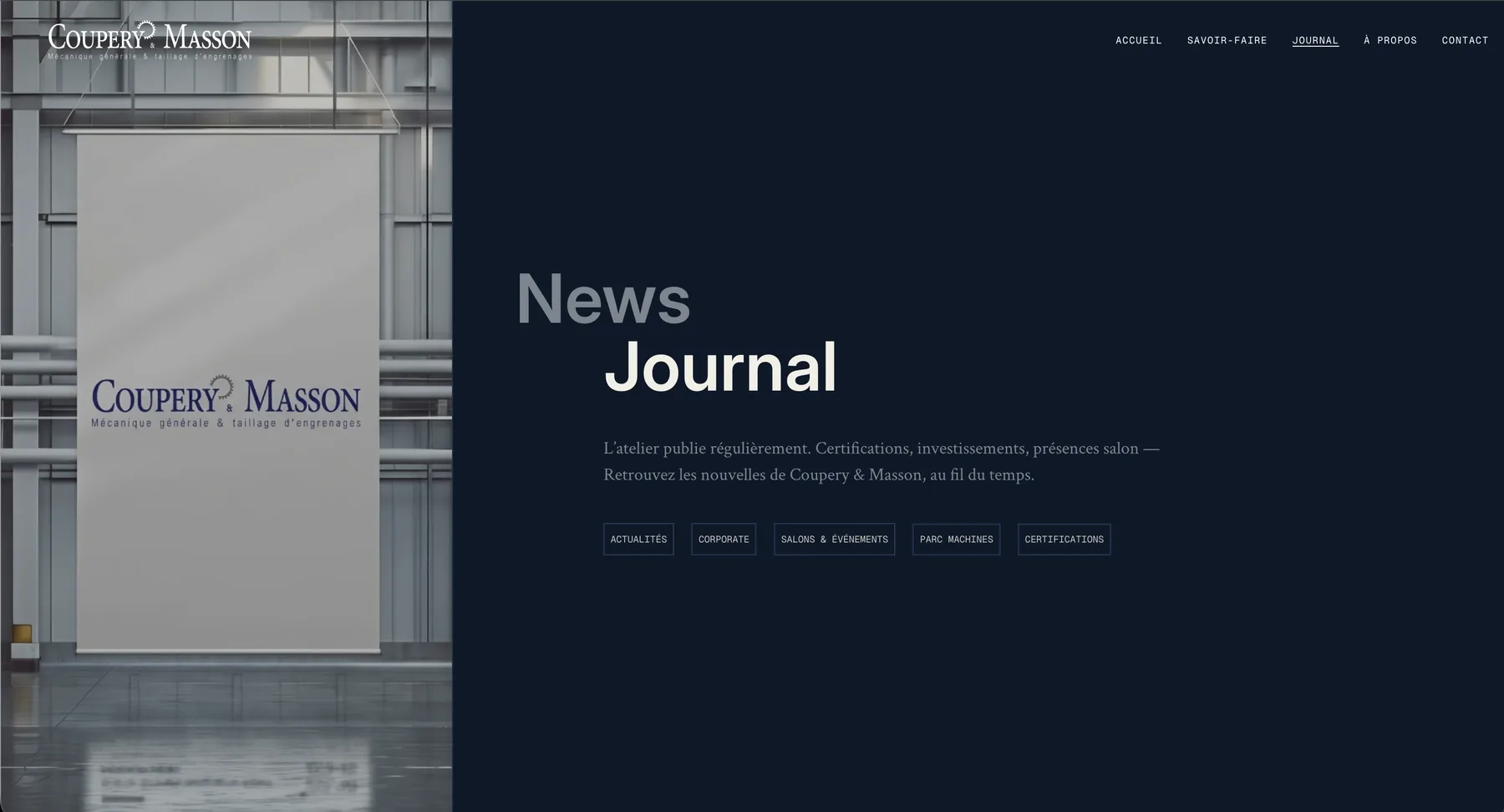 Page Journal du nouveau site Coupery & Masson