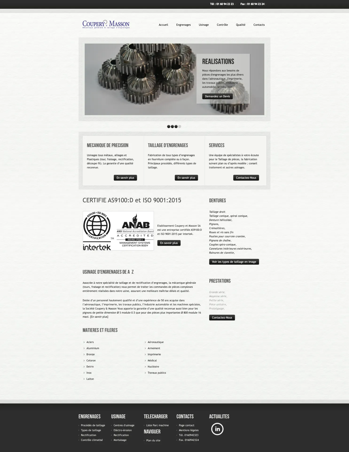 Ancienne page d’accueil du site Coupery & Masson